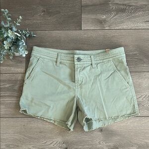 Prana Green Jean Shorts with Distressed Hem Size 6